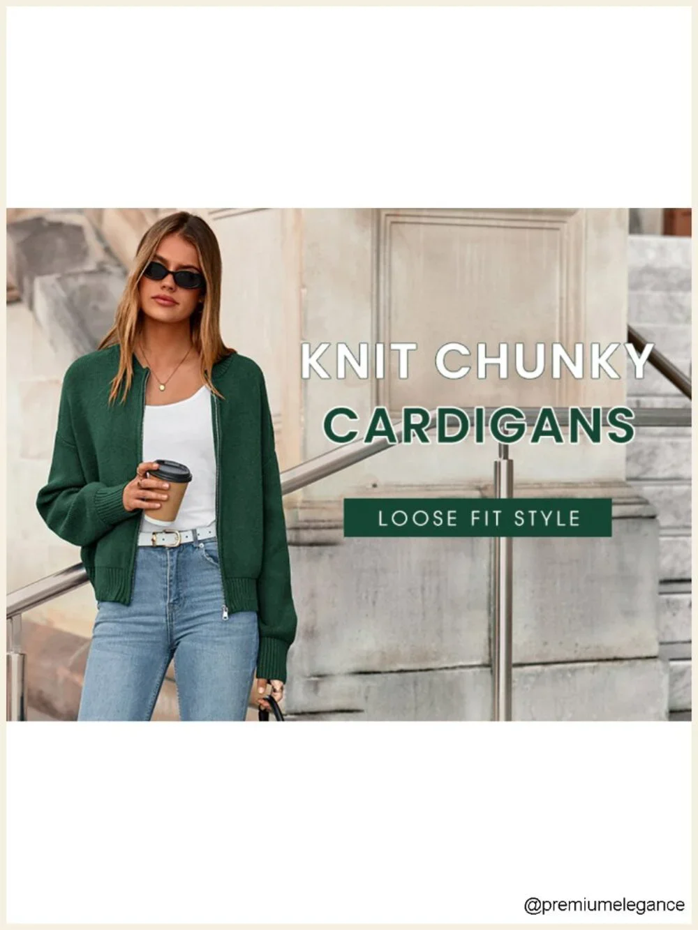 Chunky Open Front Cardigan Sweater Long Sleeve Ribbed Knit Zipper Short